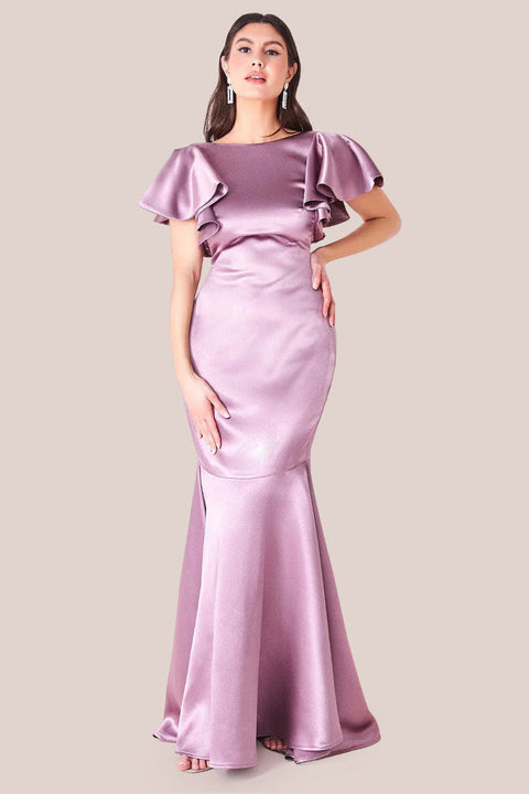 Goddiva Satin Flutter Sleeve Mermaid - Rosepink