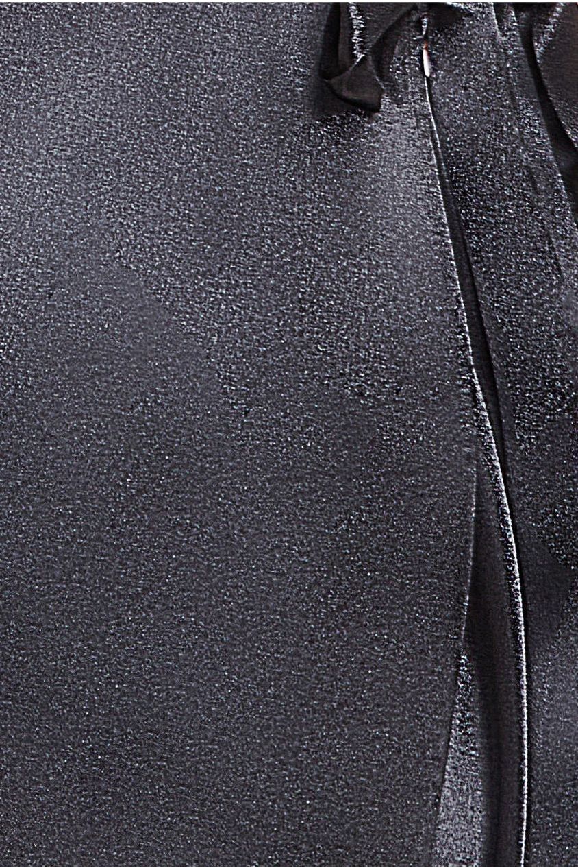 Goddiva Flutter Sleeve Wrapover Satin Maxi Dress - Black