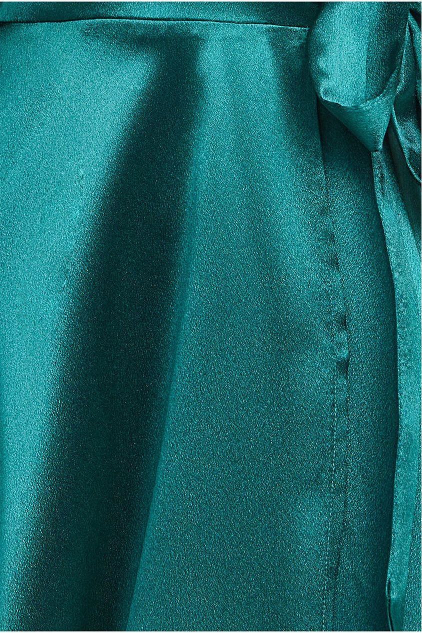Goddiva Flutter Sleeve Wrapover Satin Maxi Dress - Emerald Green