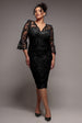 Goddiva Plus Scallop Lace Midi Dress - Black