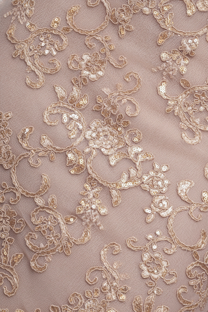 Goddiva Sequin Scallop Lace Midi Dress - Champagne