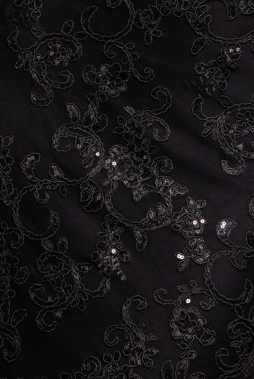 Goddiva Sequin Scallop Lace Midi Dress - Black