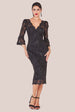 Goddiva Sequin Scallop Lace Midi Dress - Black