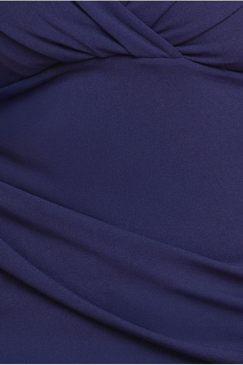 Goddiva Plus Three-Quarter Faux Wrap Neck Maxi Dress - Navy Blue