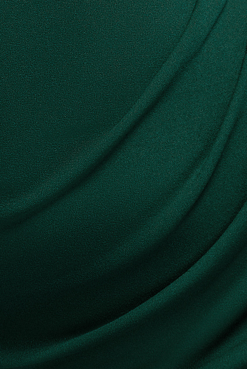 Goddiva Scuba Crepe Pleated Bardot Midi Dress - Emerald Green