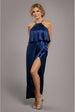 Goddiva Satin Viscose Front Wrap Midaxi Dress - Navy Blue