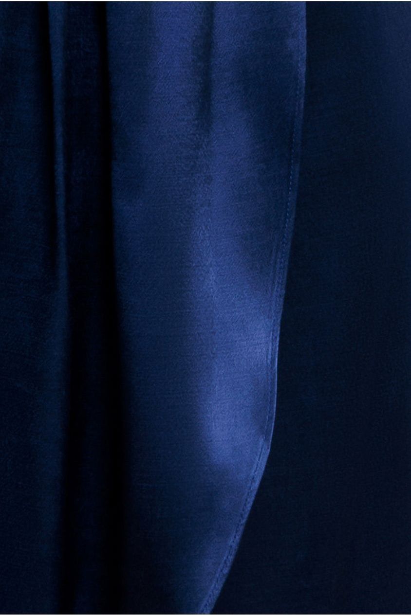 Goddiva Satin Viscose Front Wrap Midaxi Dress - Navy Blue