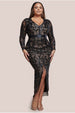 Goddiva Plus Tassel & Sequin Midaxi With Front Split - Black