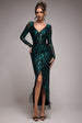 Goddiva Tassel & Sequin Midaxi With Front Split - Emerald Green