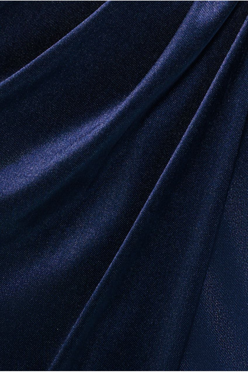 Goddiva Cowl Bardot Satin Twill Maxi Dress - Navy
