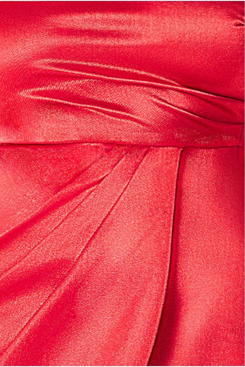 Goddiva Cowl Bardot Satin Twill Maxi Dress - Red