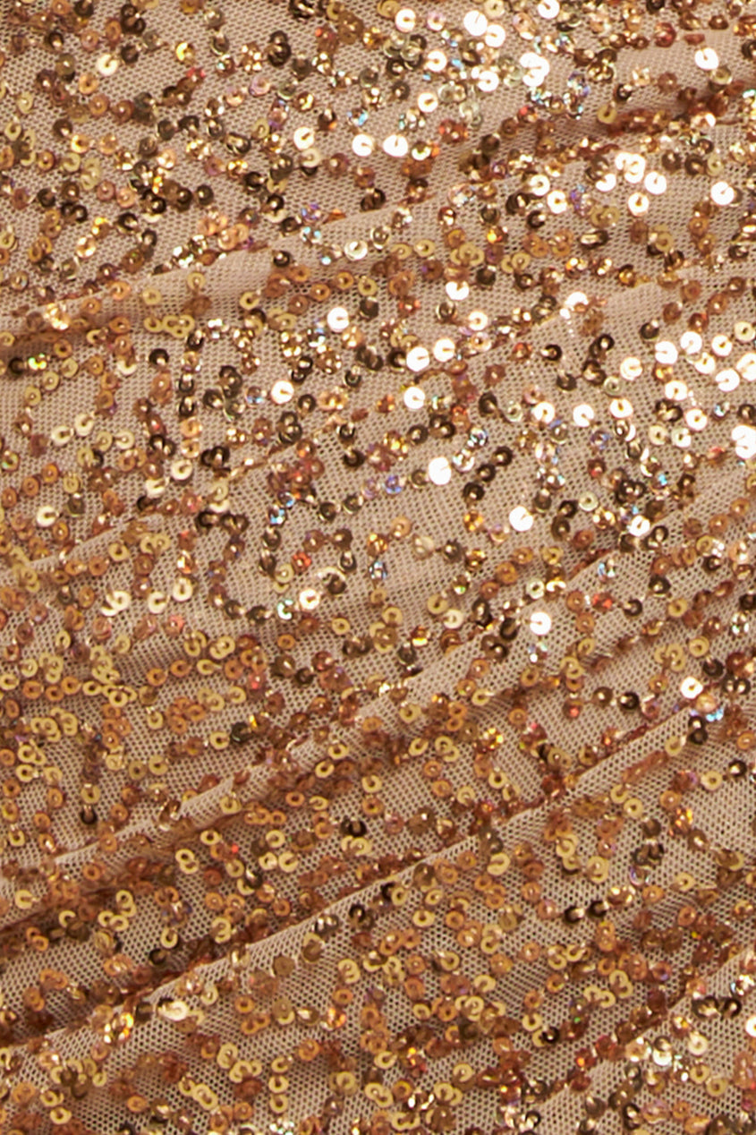 Goddiva Sequin Cowl One Shoulder Maxi Dress - Gold