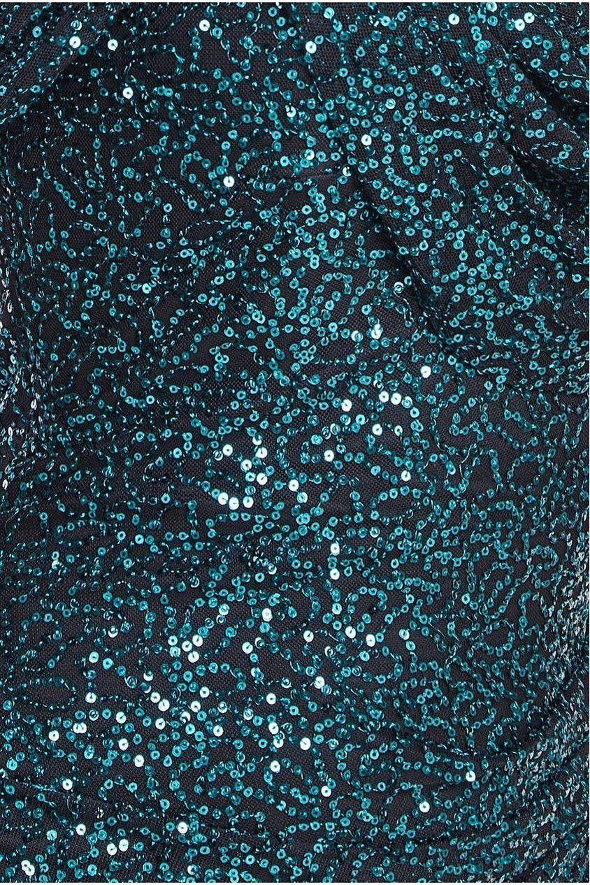 Goddiva Sequin Cowl One Shoulder Maxi Dress - Emerald Green