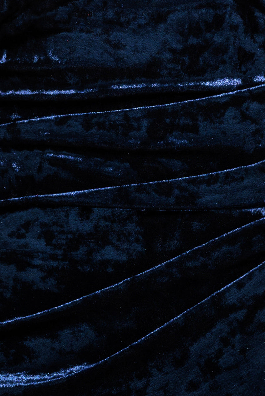 Goddiva Flared Hem Ice Velvet Maxi - Navy