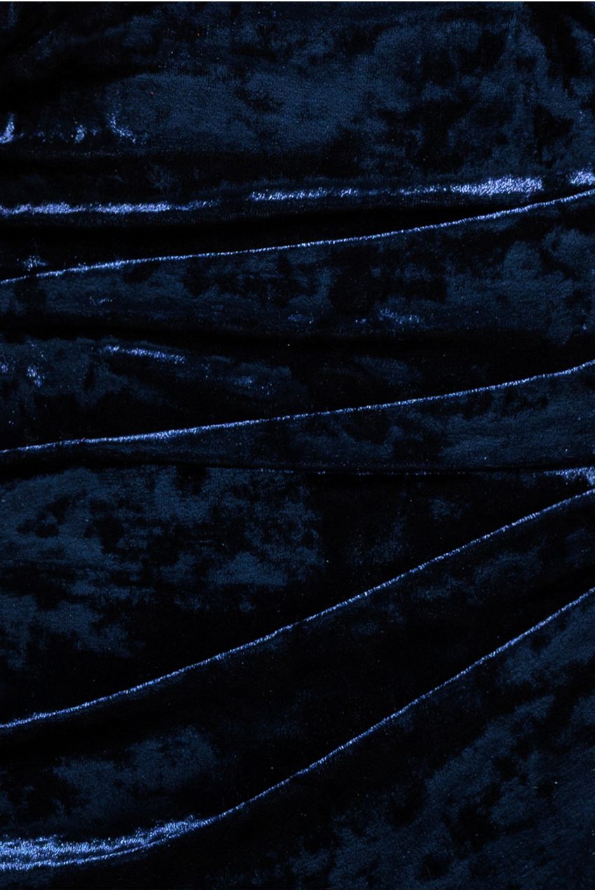 Goddiva Flared Hem Ice Velvet Maxi - Navy