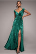 Goddiva Ice Velvet Bardot Wrap Maxi - Emerald Green
