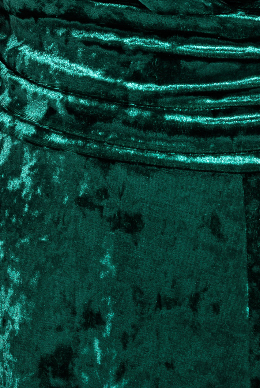 Goddiva Ice Velvet Bardot Wrap Maxi - Emerald Green