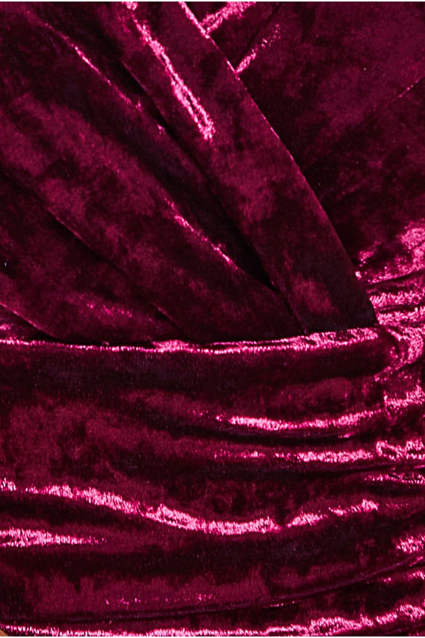 Goddiva Ice Velvet Bardot Wrap Maxi - Burgundy