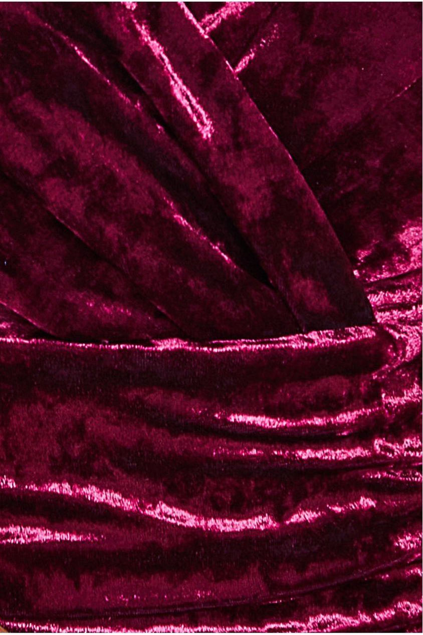 Goddiva Ice Velvet Bardot Wrap Maxi - Burgundy