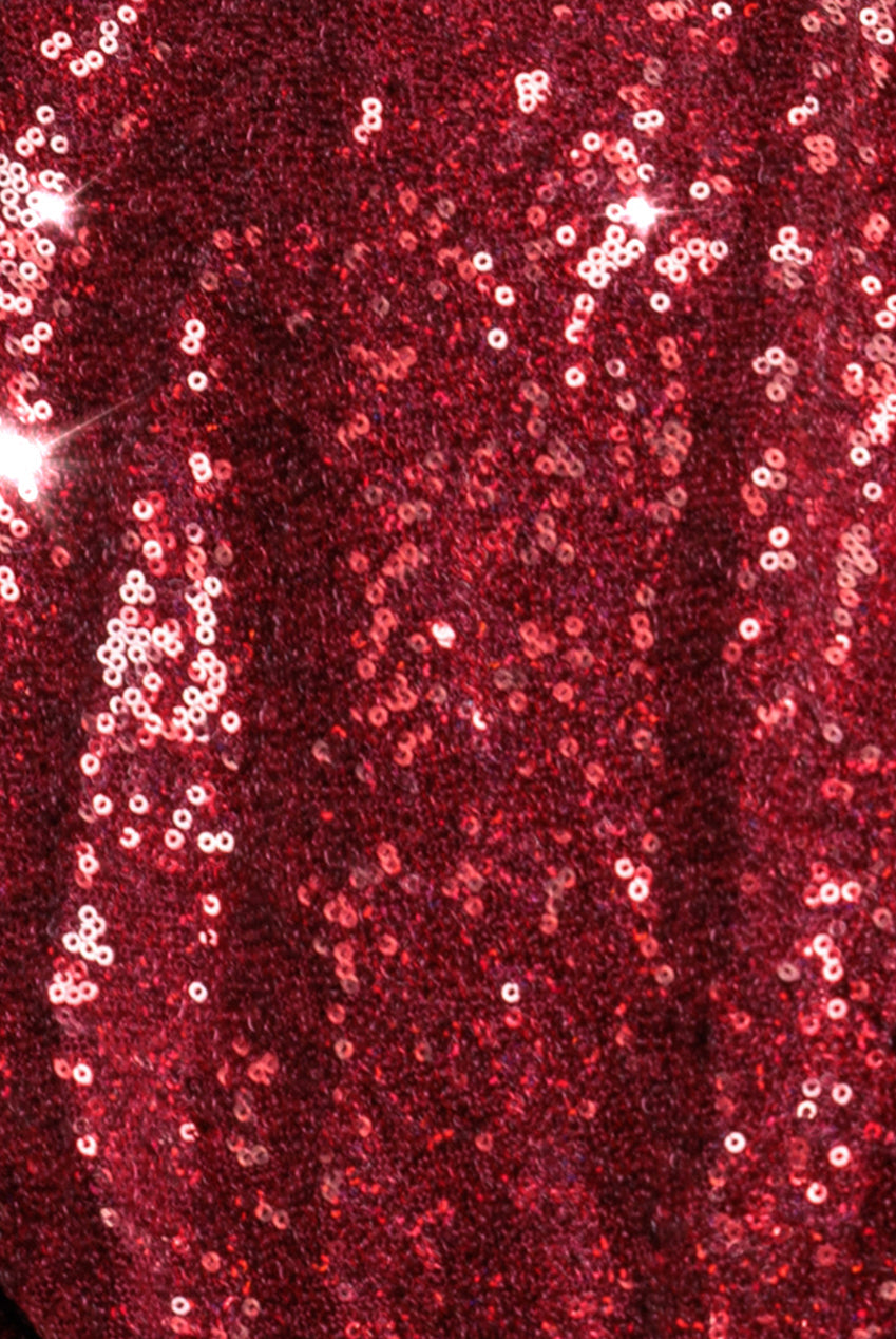 Goddiva Sequin Front Split Shirt Dress - Wine