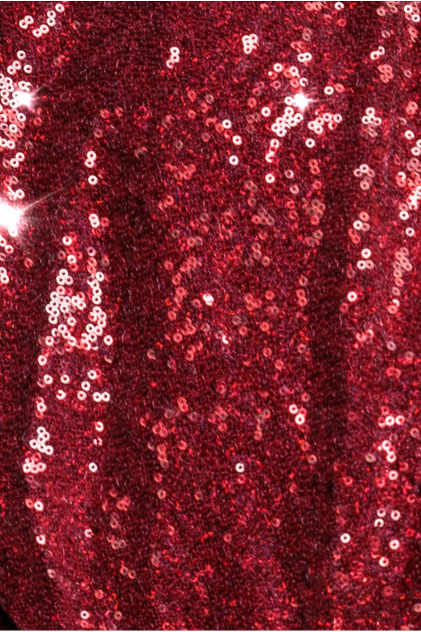Goddiva Sequin Front Split Shirt Dress - Wine