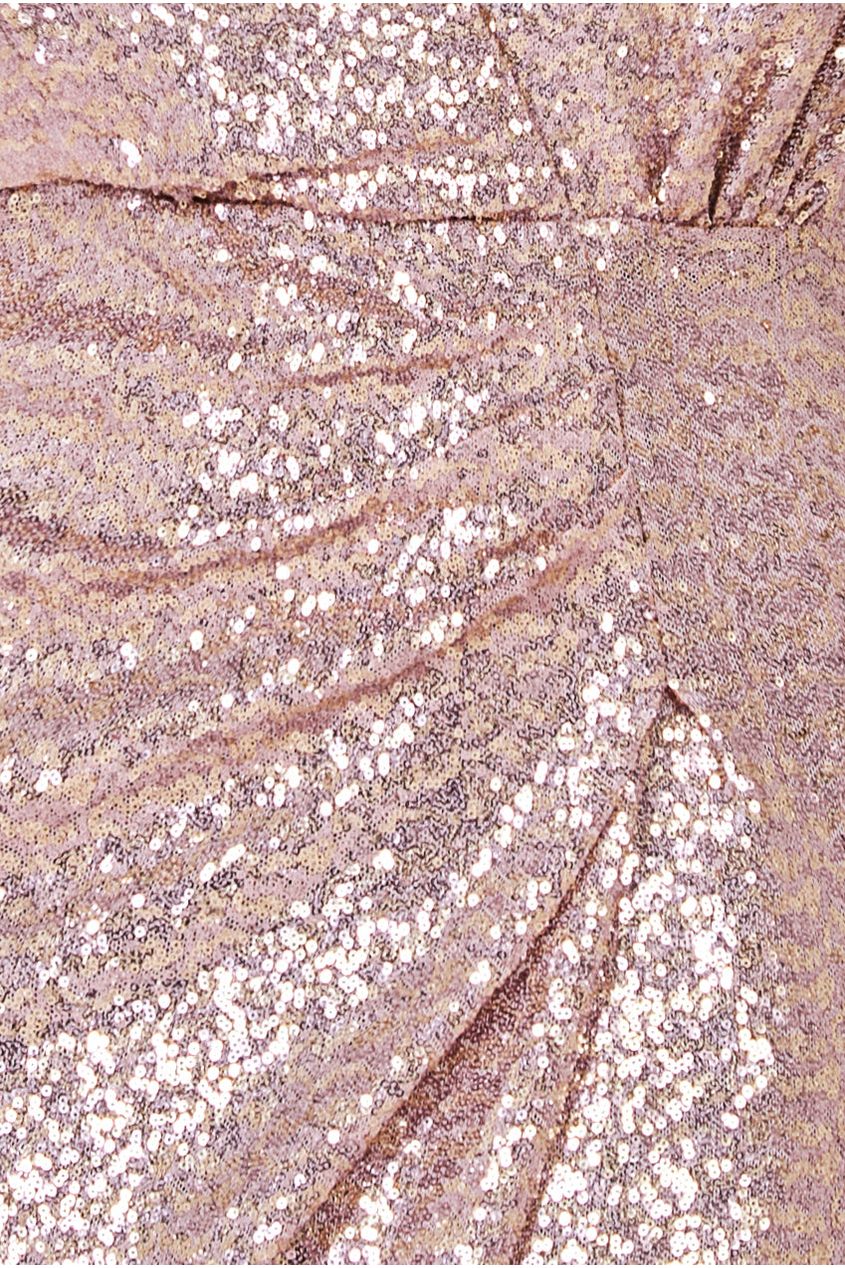 Goddiva Sequin Front Split Shirt Dress - Champagne