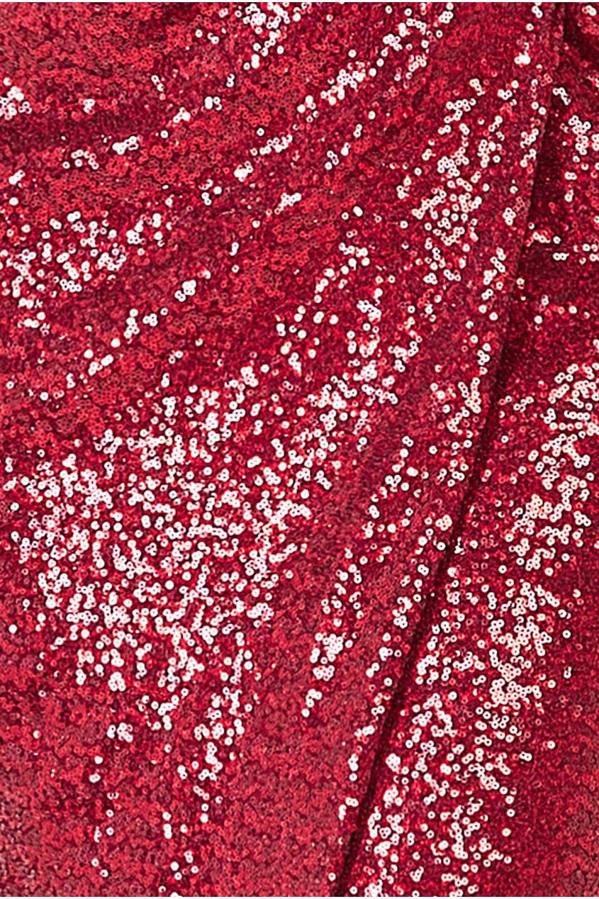 Goddiva Sequin Front Split Shirt Dress - Wine