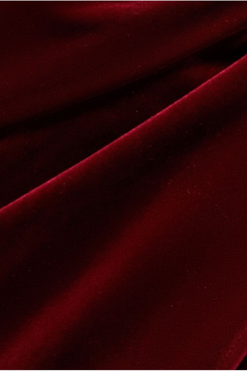 Goddiva Draped Shoulder Velvet Corset Maxi Dress - Wine