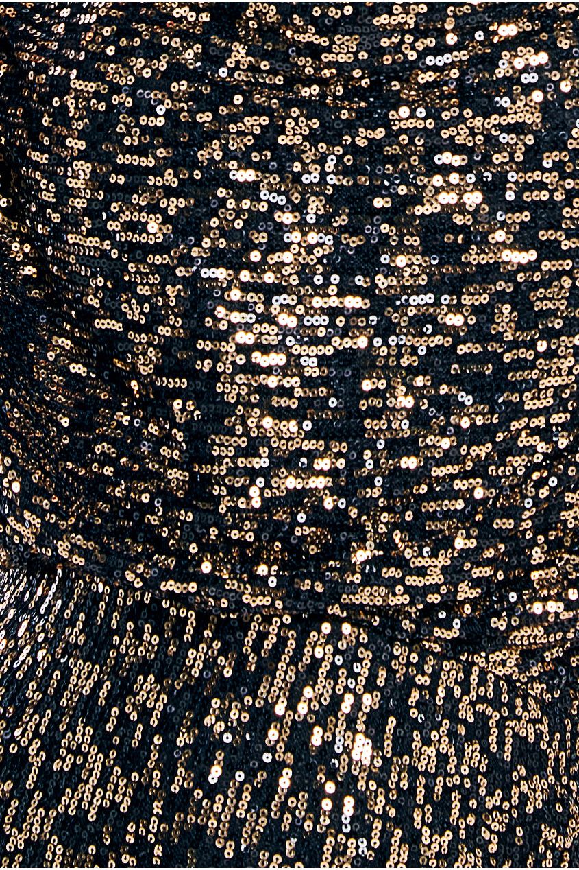 Goddiva Sequin Cowl Maxi Dress - Black