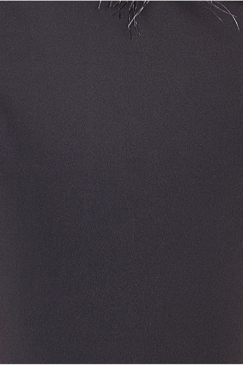 Goddiva Racer Neck Scuba Crepe Feather Sleeve Maxi - Black