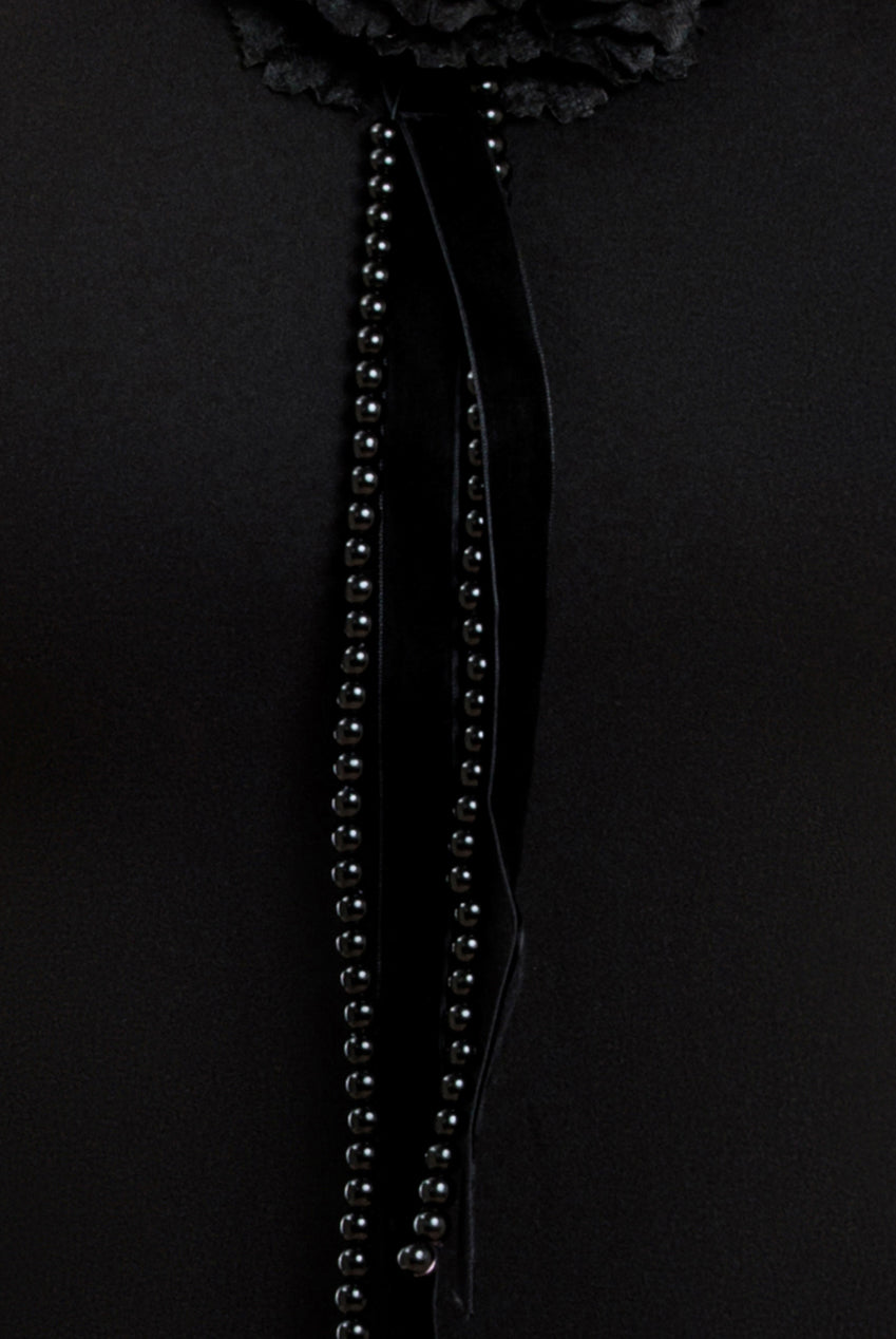 Goddiva Racer Neck Corsage Scuba Maxi - Black