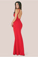 Goddiva Racer Neck Corsage Scuba Maxi - Red