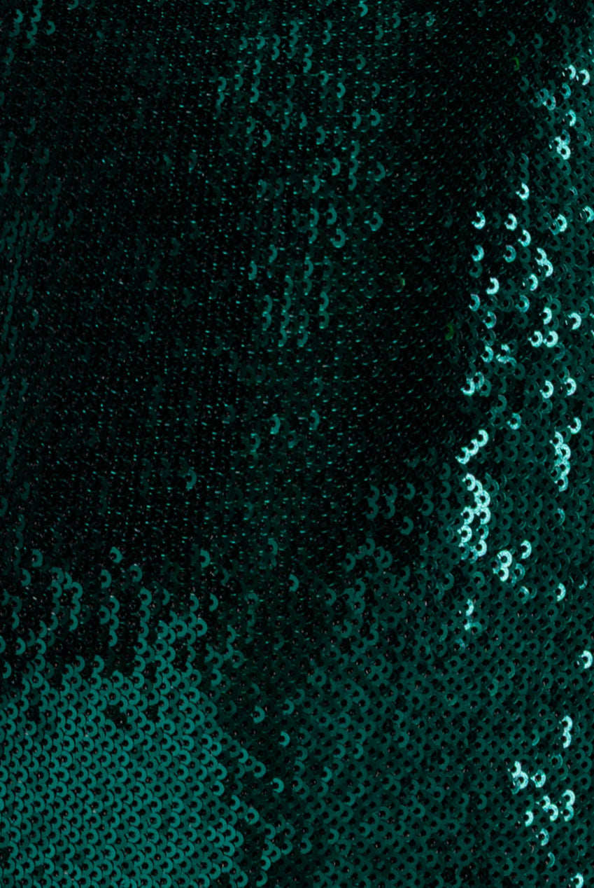 Goddiva Liquid Sequin Corsage Maxi - Emerald Green