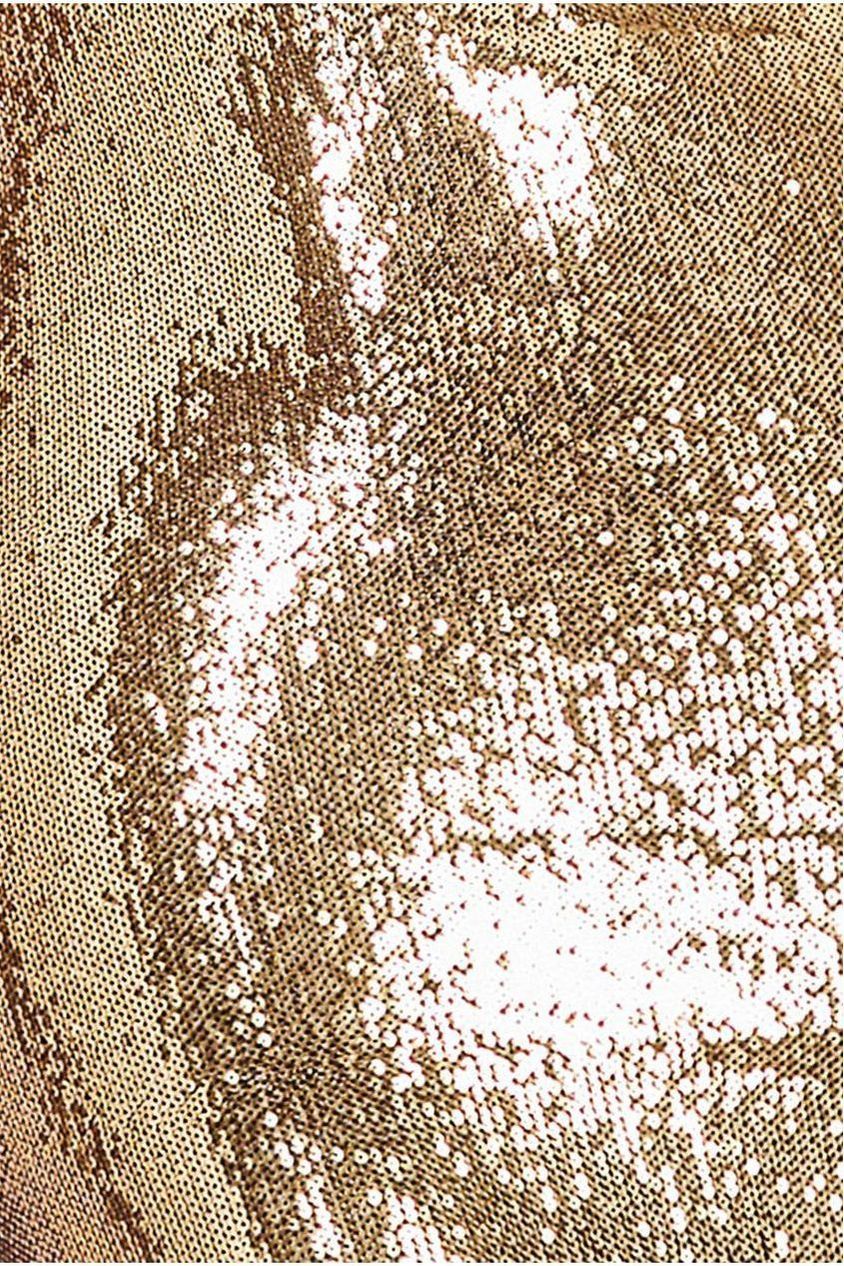 Goddiva Liquid Sequin Corsage Maxi Dress - Gold