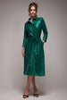 Goddiva Sequin Skater Shirt Dress - Emerald Green