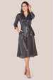 Goddiva Sequin Skater Shirt Dress - Black