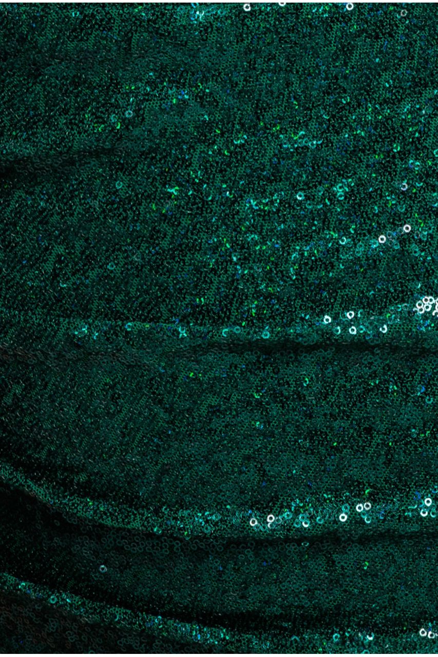 Goddiva One Shoulder Sequin Evening Maxi - Emerald Green