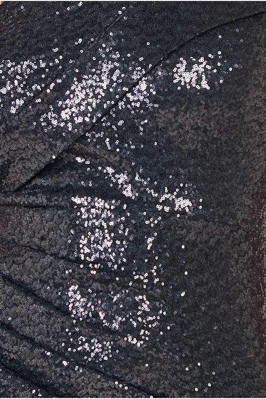 Goddiva One Shoulder Sequin Evening Maxi - Black