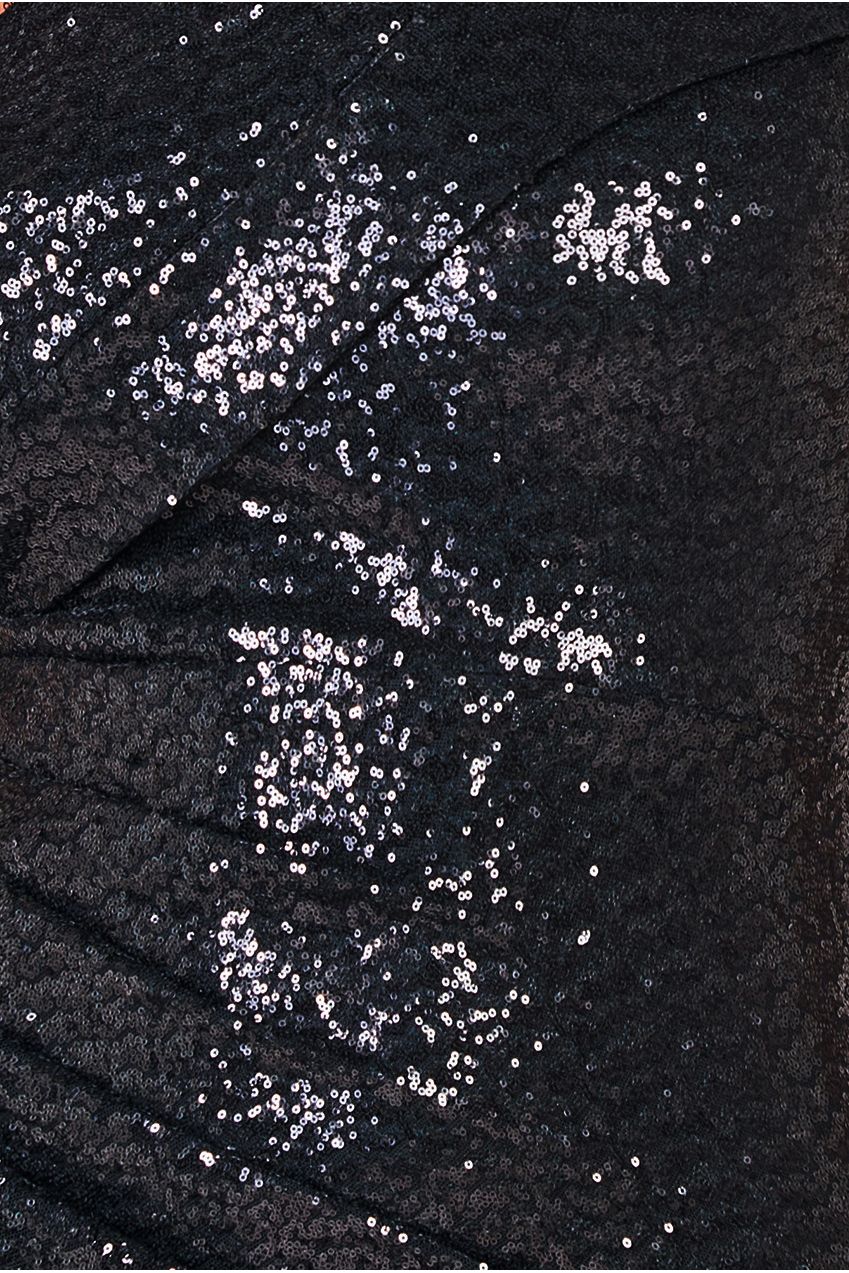 Goddiva One Shoulder Sequin Evening Maxi - Black