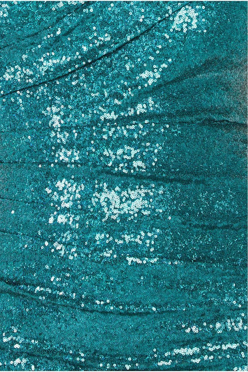 Goddiva One Shoulder Sequin Evening Maxi - Emerald Green