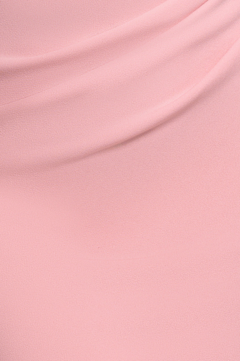 Goddiva Fan Pleated Bardot Scuba Crepe Maxi Dress - Blush Pink