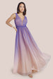 Goddiva Sleeveless Ombre Pleated A-Line Maxi Dress - Lilac Ombre