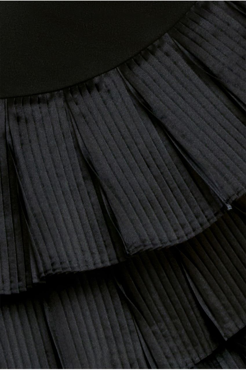 Goddiva Fan Pleated Boobtube Scuba Crepe Mini - Black