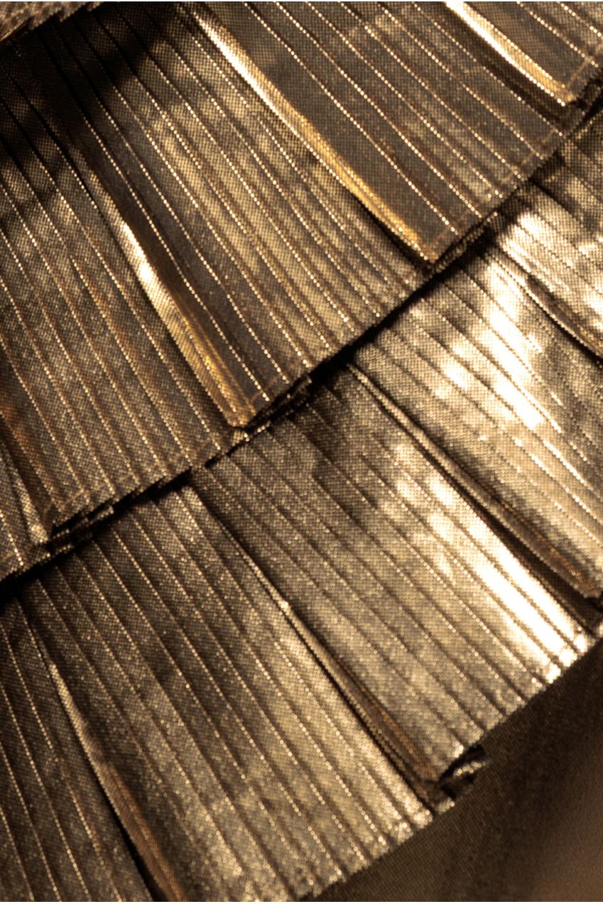 Goddiva Fan Pleated Boobtube Scuba Crepe Mini - Gold