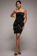 Goddiva Fan Pleated Boobtube Scuba Crepe Mini - Black