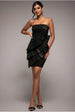Goddiva Fan Pleated Boobtube Scuba Crepe Mini - Black