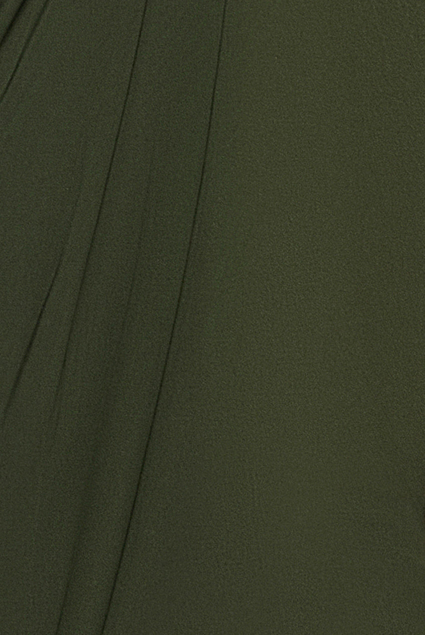 Goddiva Front Crossover Split Midi Dress - Olive Green