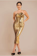 Goddiva Liquid Sequin Boobtube Midaxi With Corsage - Gold