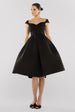 Goddiva Scuba Foam Skater Midi Dress - Black
