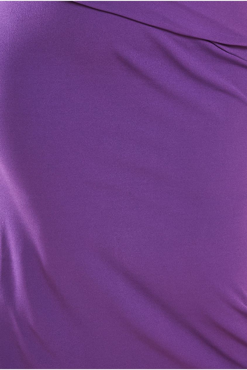 Goddiva Plus Scuba Bardot Pleated Midi Dress - Purple